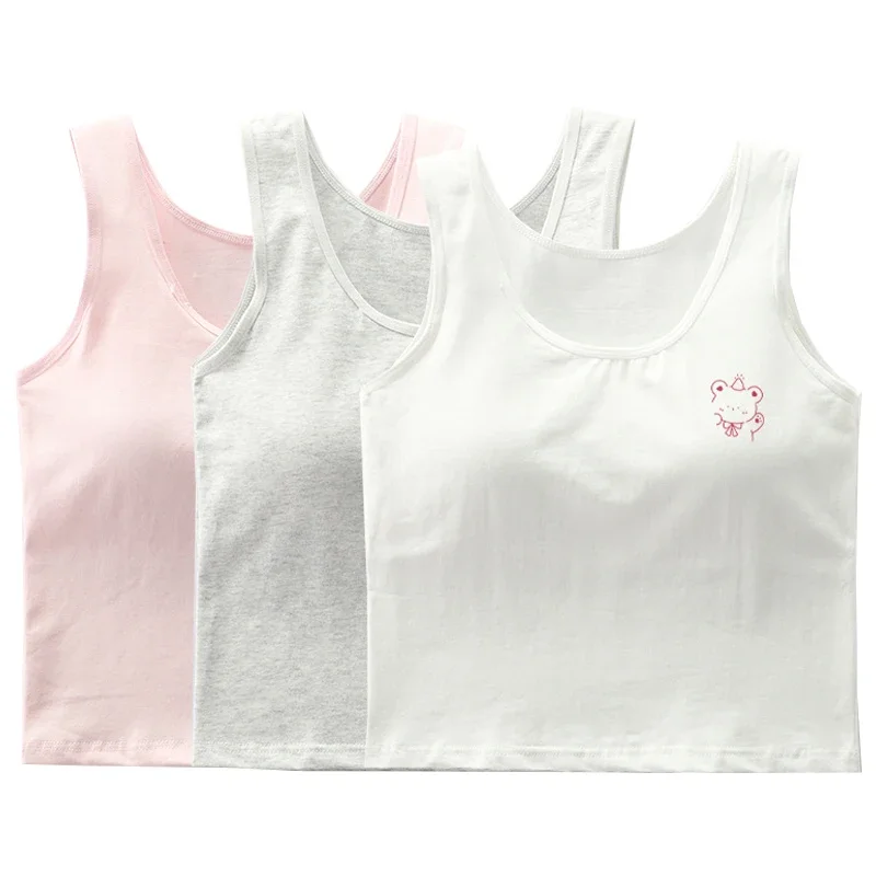 1 قطعة القطن الأطفال تانك القمم المراهقين الملابس الداخلية الاطفال سترة رياضية طالب في سن المراهقة المرحلة التنموية Underwaist مع كوب مبطن