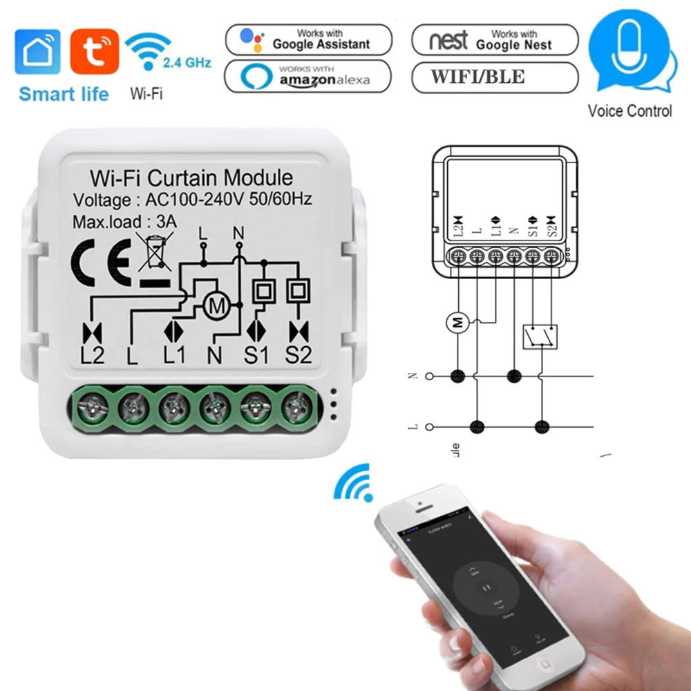 Tuya WiFi Smart Curtain Switch Module For Blinds Roller Shutter Electric Motor Smart Life Control Works With Alexa Google Home