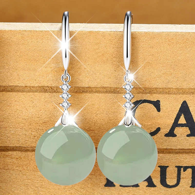 Hot fashion AAAAA Zircon Earrings Green White Jade Pearl 18K Gold 925 Sterling Silver Stud Earrings for Women Fine Jewelry Gift