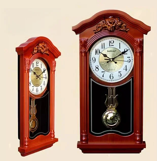 Old-fashioned Chinese-style European-style living room swing on the hour to tell the time, hanging clocks, retro clocks, clocks