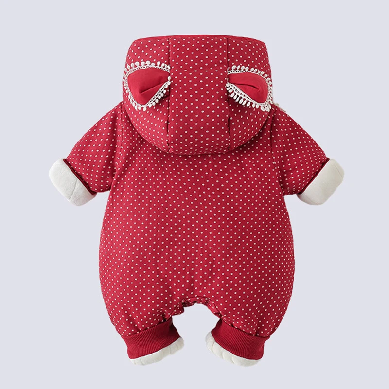 IYEAL الشتاء لطيف دافئ طفلة رومبير الوليد المرجان الصوف الكرتون وزرة الرضع الفتيات مقنعين بذلة