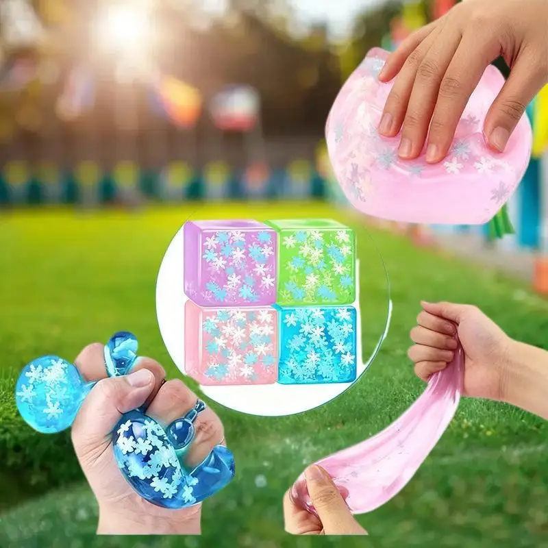 كرة تخفيف التوتر للبالغين، مكعب ثلج مضيء على شكل ندفة الثلج، لعبة إسفنجية ناعمة، لعبة تململ لتخفيف الضغط بطيئة الارتداد