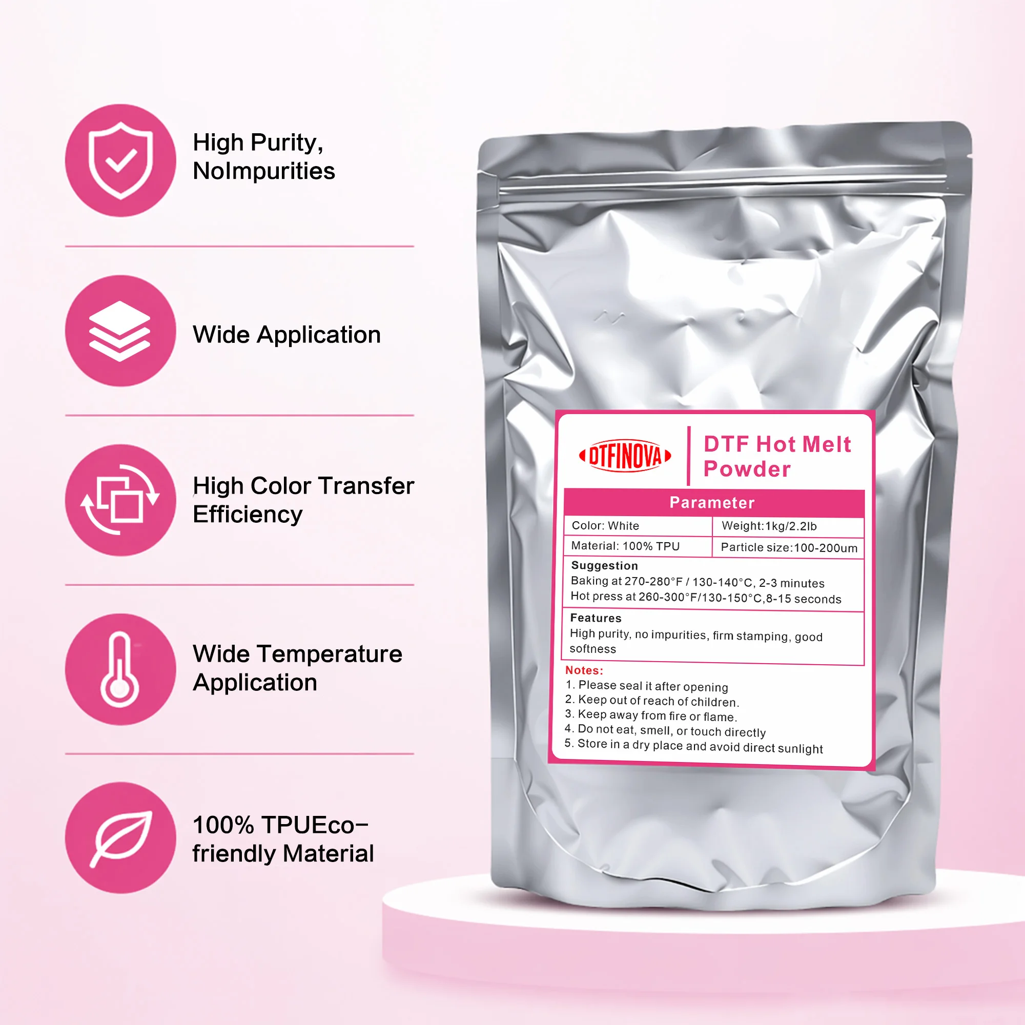 DTF Hot Melt Powder Medium Temperature Fine Particle Hot Melt Adhesive Powder for DTF Heat Transfer Printing High Adhesion