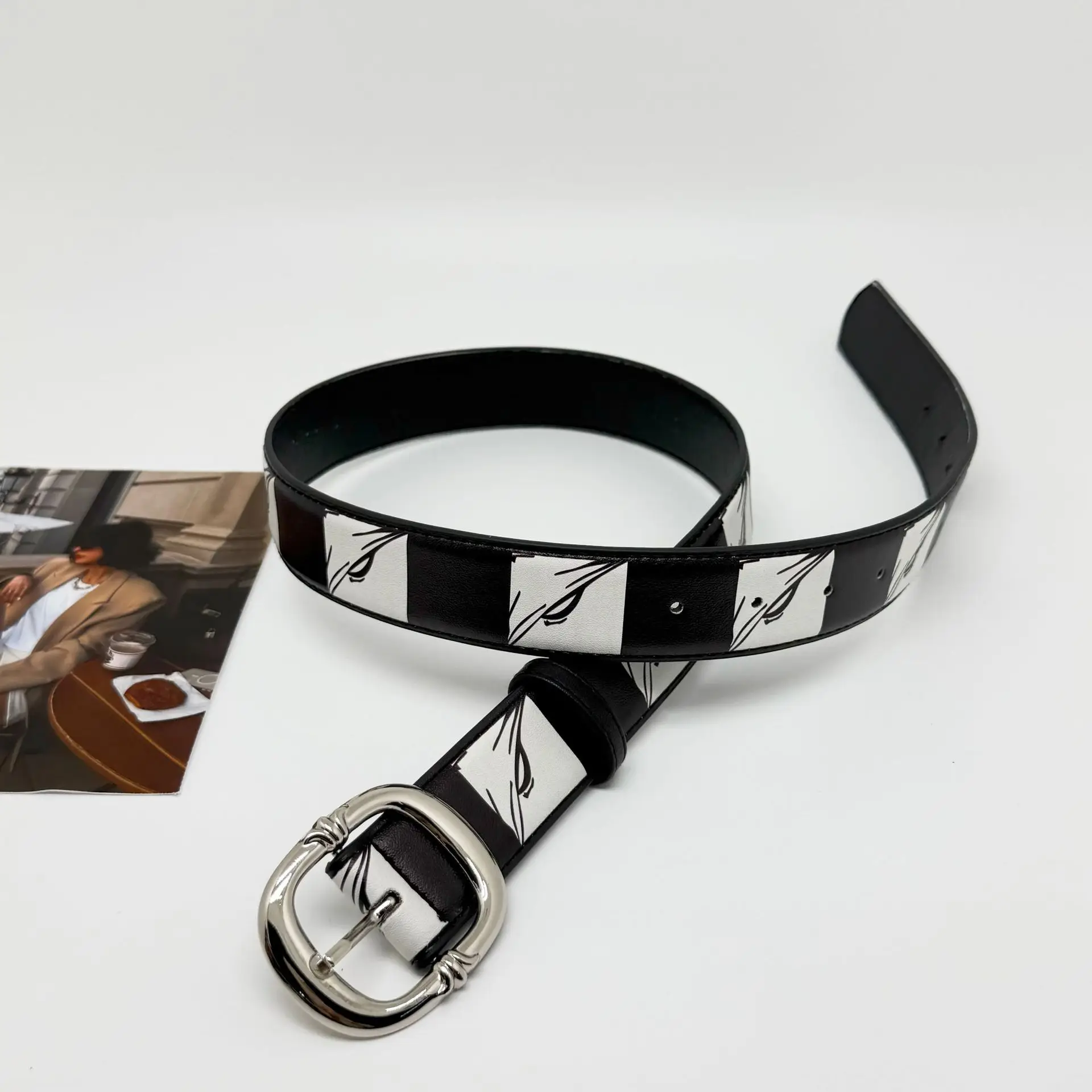 القوطية Y2K النساء الرجال أحزمة العلامة التجارية الفاخرة القوطي السيدات الهيب هوب الشرير برشام الهيكل العظمي طباعة حزام خصر الجينز زنار