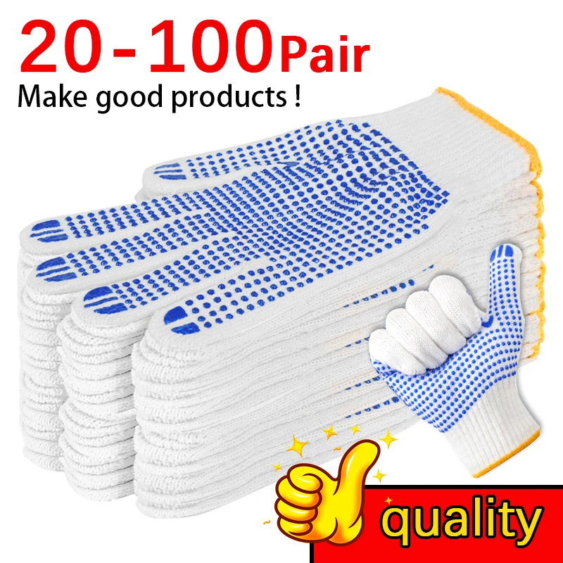 

12pair High Quality Thickened Labor Protection Gloves Wholesale Wear-Resistant Anti-Slip Cotton Yarn Car Repair Gloves