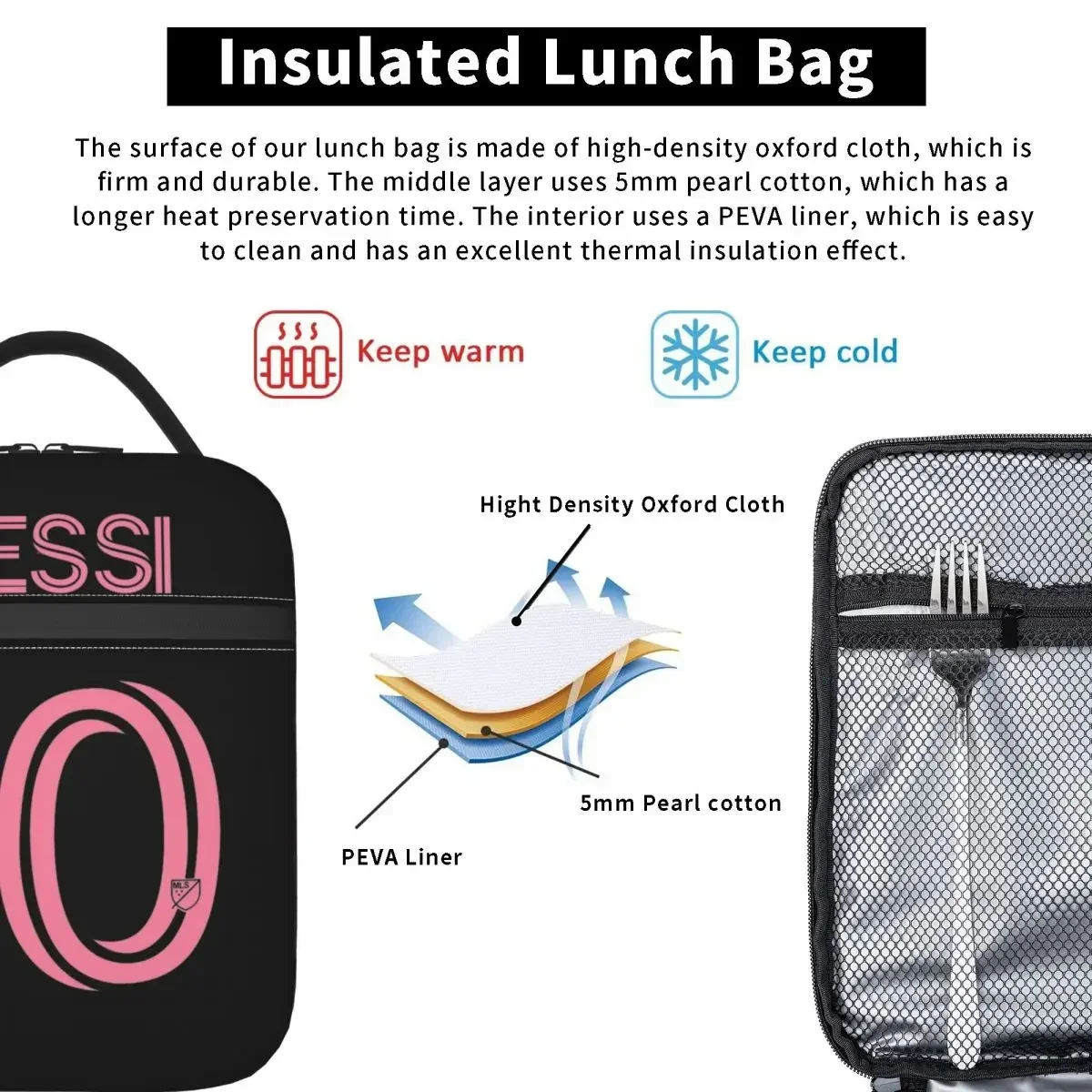 Messis 10 Football Soccer Thermal Insulated Lunch Bag for Work Portable Food Container Bags Cooler Thermal Food Box