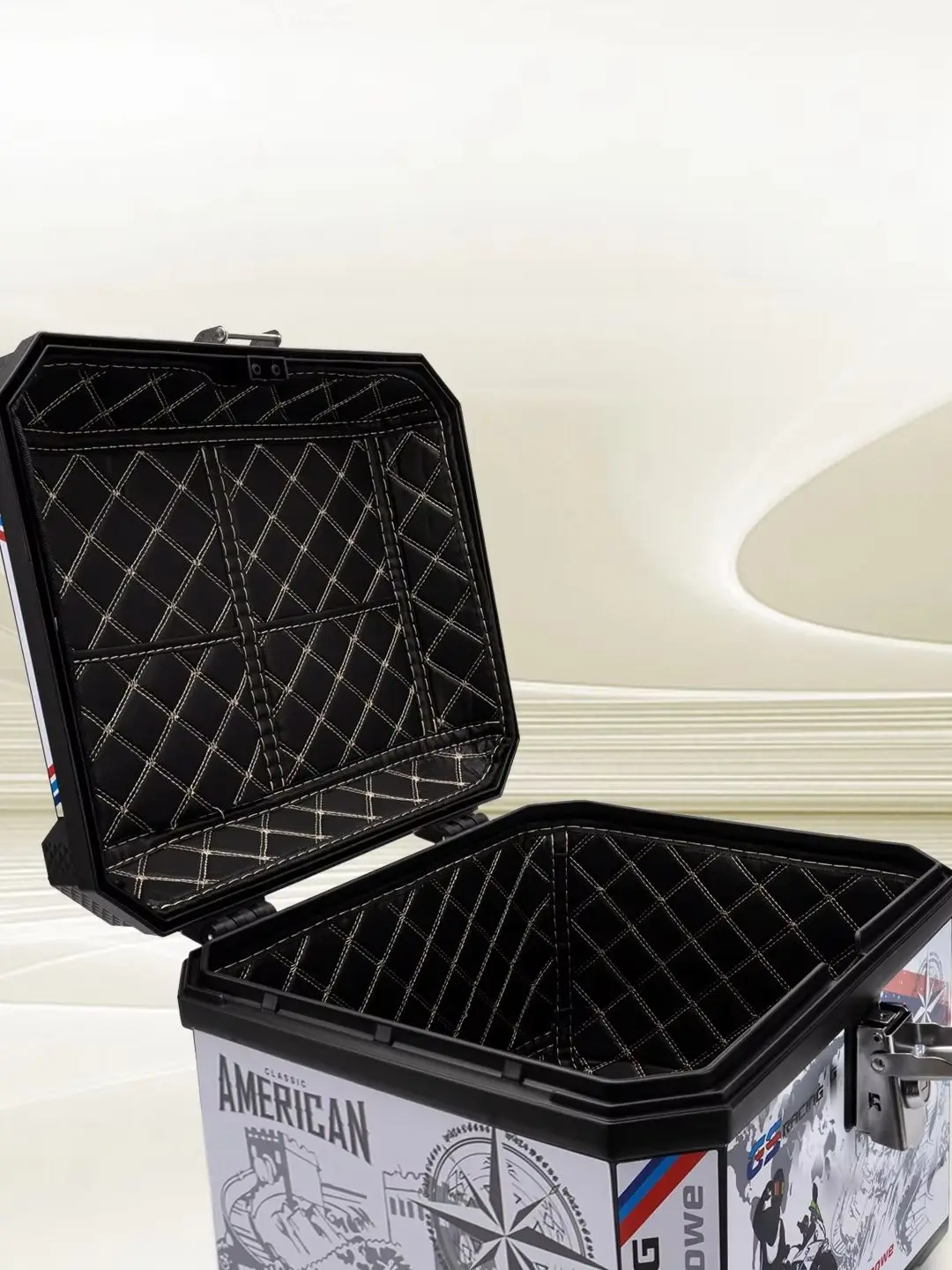 AliExpress NONE Motorcycle and electric bike trunk accessories, comfortable backrest, leather lining, key model 45L trunk liner