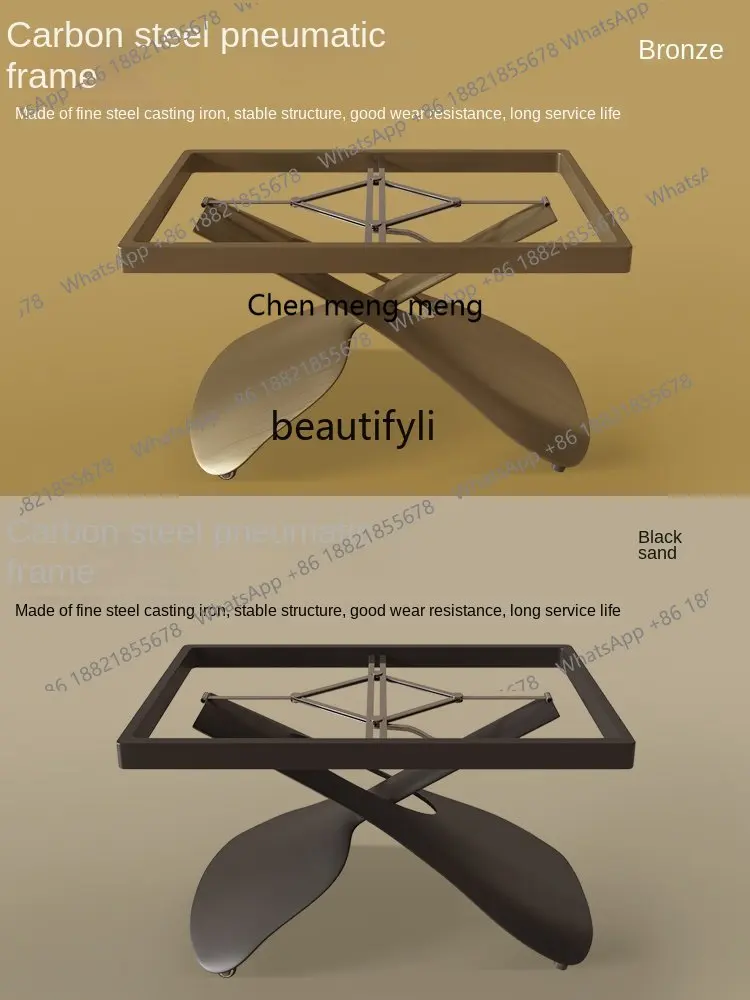 S7486 ss yj رفع طاولة القهوة ثنائي الغرض متعدد الوظائف الحديثة ضوء لوحة حجرية فاخرة قابل للسحب طاولة القهوة المتكاملة #4