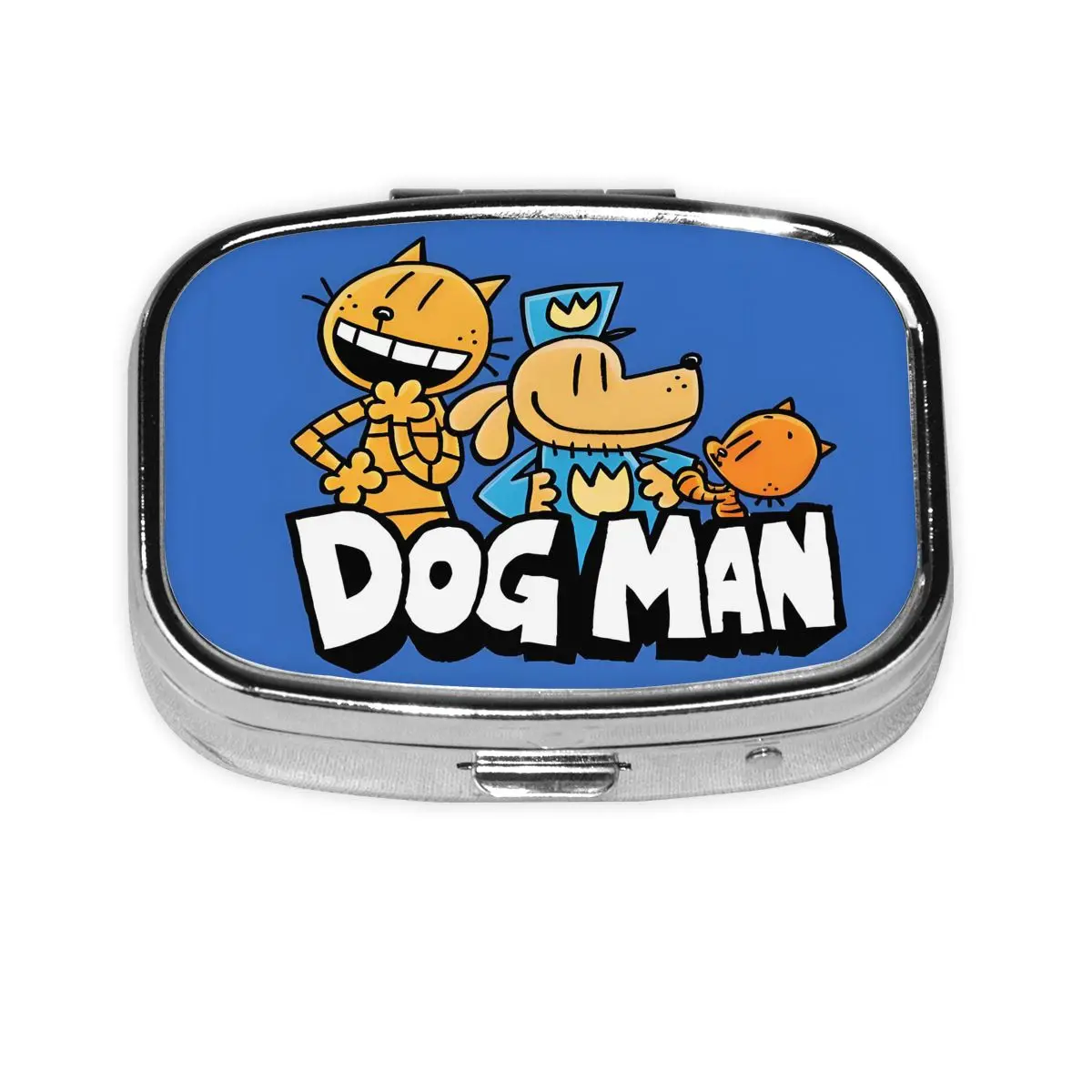 

D-Dogs Metal Pills Box Compact Fashion Anime Superhero Comedy 2-Compartment Square Pill Organizer Container for Purse