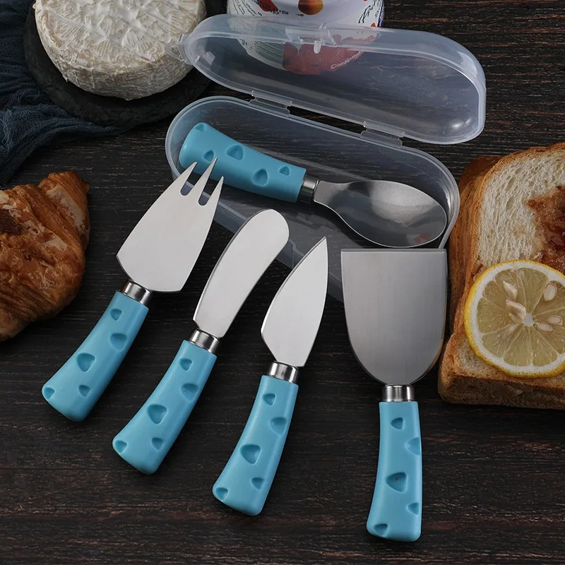 Cheese Knife Set-5 Pieces with Storage Box Steel Stainless Cheese Butter Cutter Tools for Charcuterie Boards Cutlery Gift Set