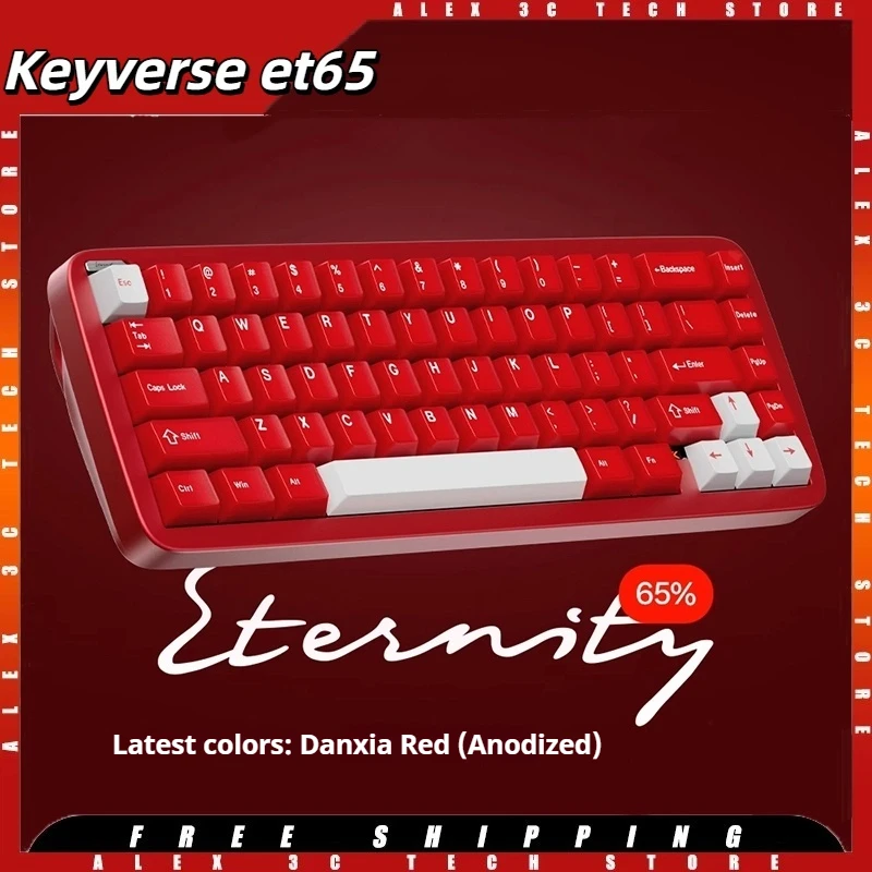 

Keyverse et65 Игровая клавиатура 65% Проводной 8k Магнитный переключатель Алюминиевый сплав RGB PBT Колпачки клавиш RT0.001mm Прокладка для Mac Win FPS PC