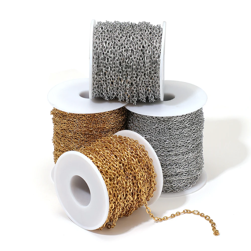 2 Meter Edelstahl-Sonnenblumen-Ovalkette für DIY-Handwerk, Schmuckzubehör, Halsketten, Armbänder, Ohrringe – Detail 4