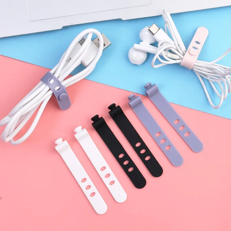 12-1Pcs Silicone Cable Organizer Ties Charger Cord Management Cable Straps Wire Manager Mouse Earphones Holder Data Line Winder