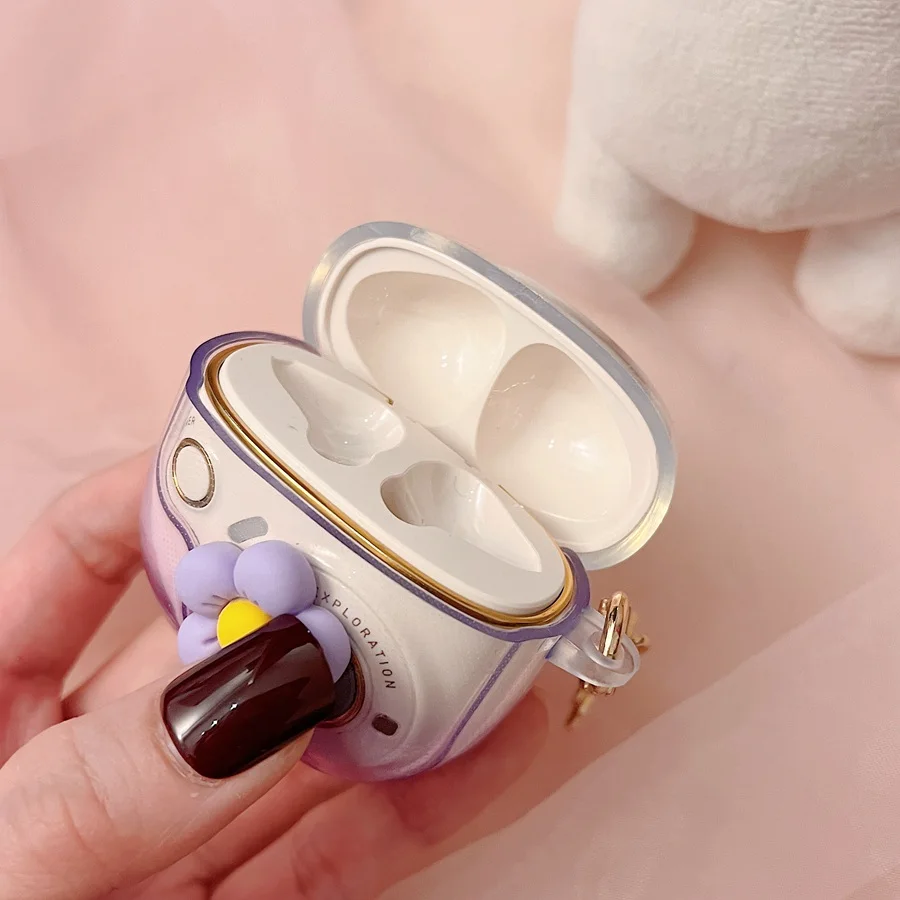 Do etui z motywem U3PLUS kreskówka przezroczysta wzór gradientowy/kwiatowa pokrowiec na silikonowe słuchawki