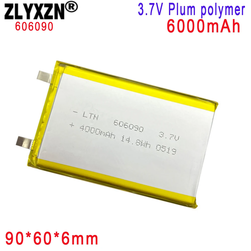 1-20PCS  3.7V Lithium Polymer Battery 606090 4000mAh 90*60*6mm Soft package battery For Power Bank Bluetooth Speakers Tablet DVD