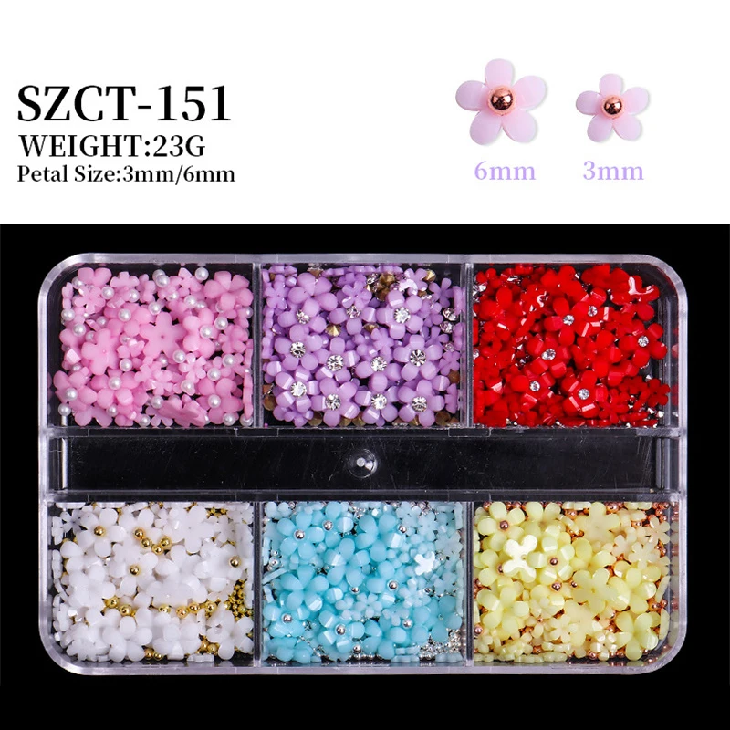 Nail Small Steel Ball Jewelry Versatile Fashionable Light Change Nail Art Accessories Five Petal Flower Nail Small Steel Ball