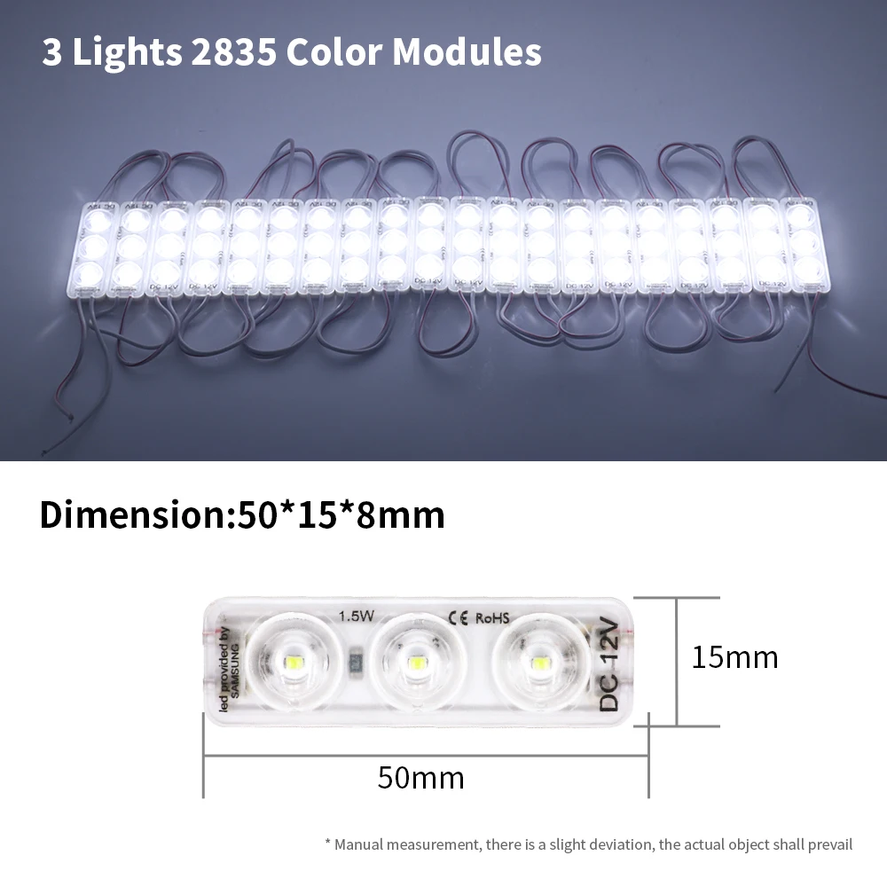 20 PCS 5050/5730/2835 SMD 3LED 6LED 주입 LED 모듈 12V 24V DC IP67 방수 야외 Led 백라이트 모듈 RGB 블루 핑크