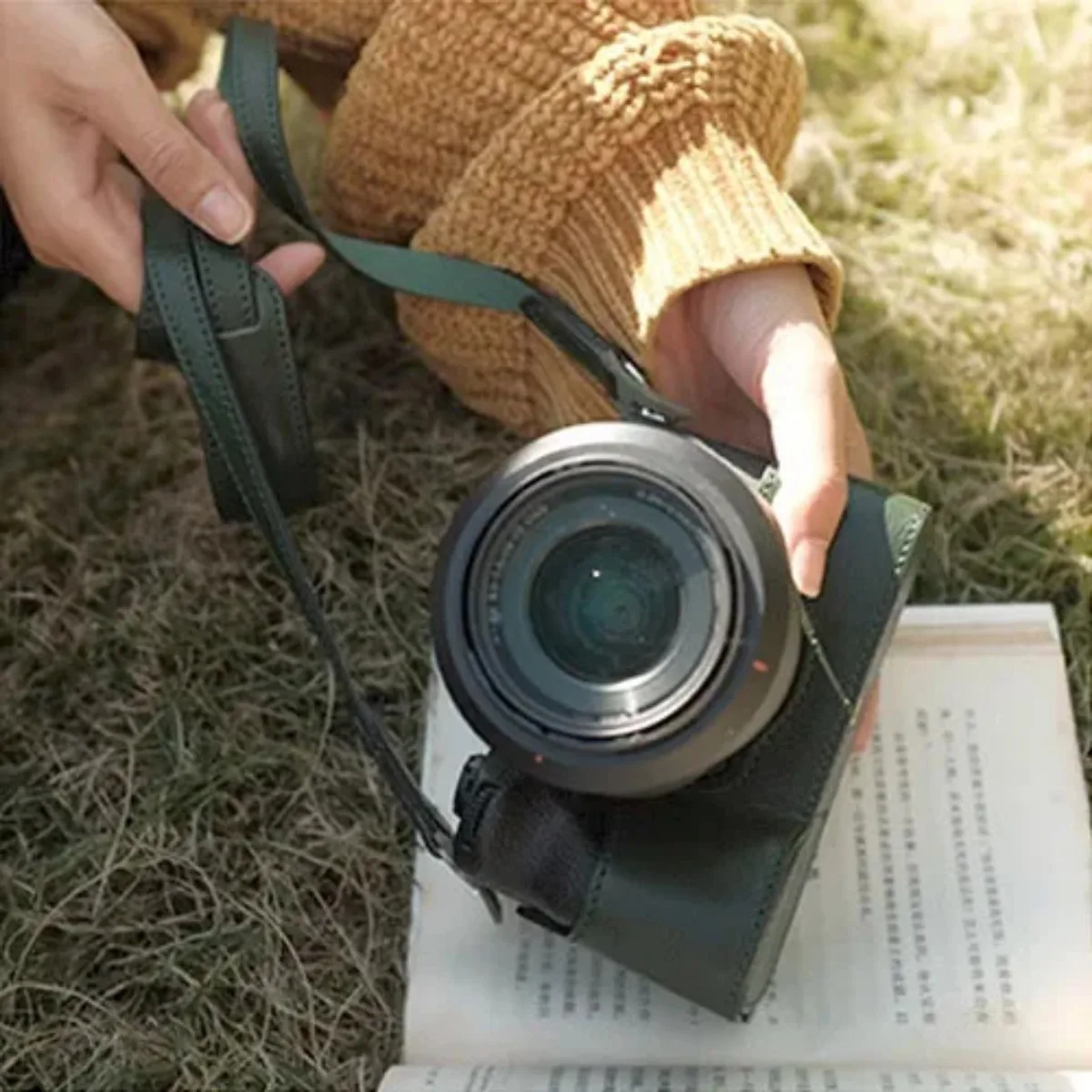 Borsa per fotocamera in vera pelle vintage, custodia protettiva, base, tracolla, tracolla, per Sony A7M4 A7R5 A7S3