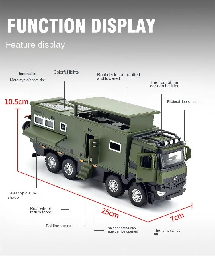 Symulacja modelu samochodu Rv duży kamper aluminiowy Model samochodu zabawka na prezent dla chłopca