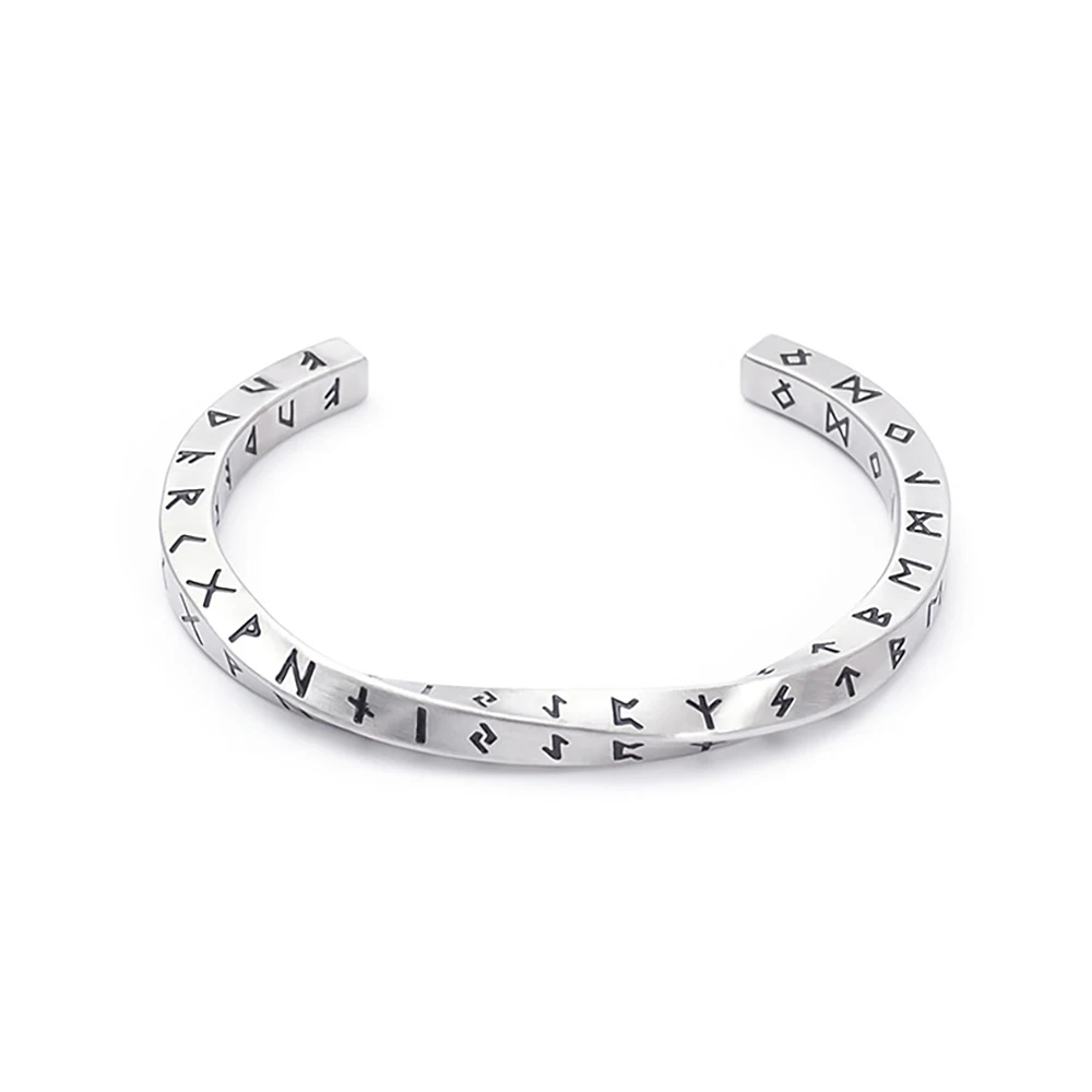 Neue Vintage 316L Edelstahl Mobius Armreifen Für Männer Mode Nordic Vikings Brief Armbänder Partei Schmuck Geschenke Großhandel