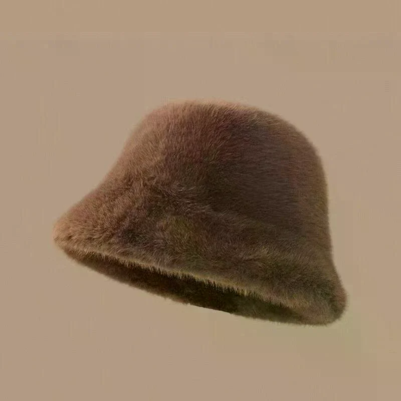 الشتاء يندبروف الدافئة المرأة موضة بلون أفخم قبعة غطاء دلو رقيق صياد قبعة الأذن غطاء حماية قبعات بنما