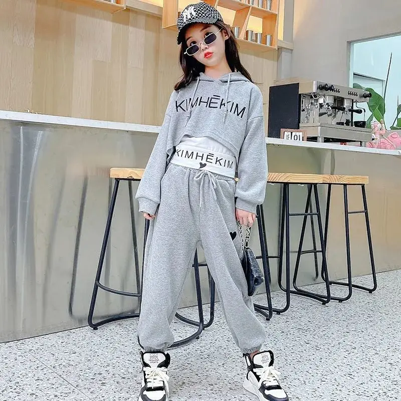 For 6 8 9 10 12 Years Teenage Girls Sports Clothes Girls Spring Summer 3PCS Casual Fashion Korean Style Hoodie+Jogging Pants