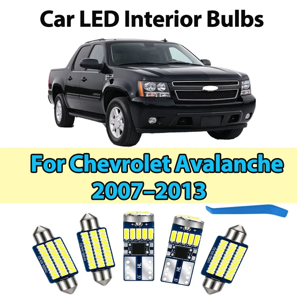 5PCS Canbus For Chevrolet Avalanche 2007 2008 2009 2010 2011 2012 2013 LED Interior Map Dome License Plate Lights Kit Car Access