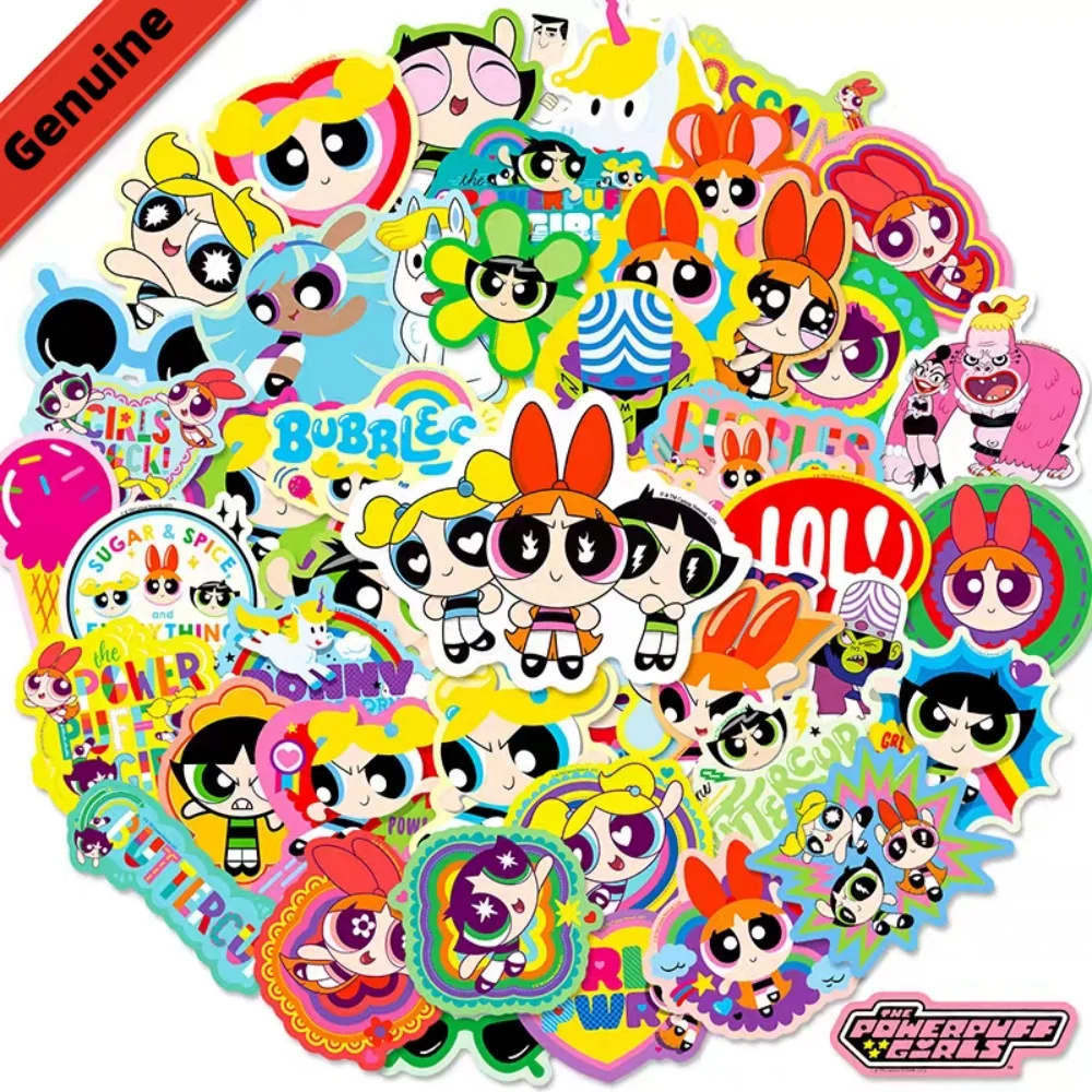 50 szt. Oryginalne naklejki z kreskówki Dziewczyny Mocy Kawaii na walizkę, gitarę, butelkę na wodę, artykuły papiernicze, dekoracje, naklejki, prezent urodzinowy dla dziewczynki
