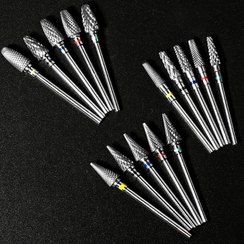 Wolfraamstaal nagellak hoofd conische ronde platte kop nagelreparatie accessoires gereedschap verwijderen nagel patch manicure polijstkop