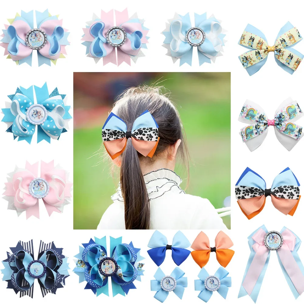 Adorable Bluey Printed Butterfly Hair Ties with Ribbons for Girls