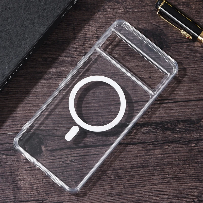 

Fundas For Google Pixel 9 Pro XL 5G For Magsafe Magnetic Transparent Case Pixel 9a 7A 7 8 9 Pro Wireless Charger Magsafing Cover