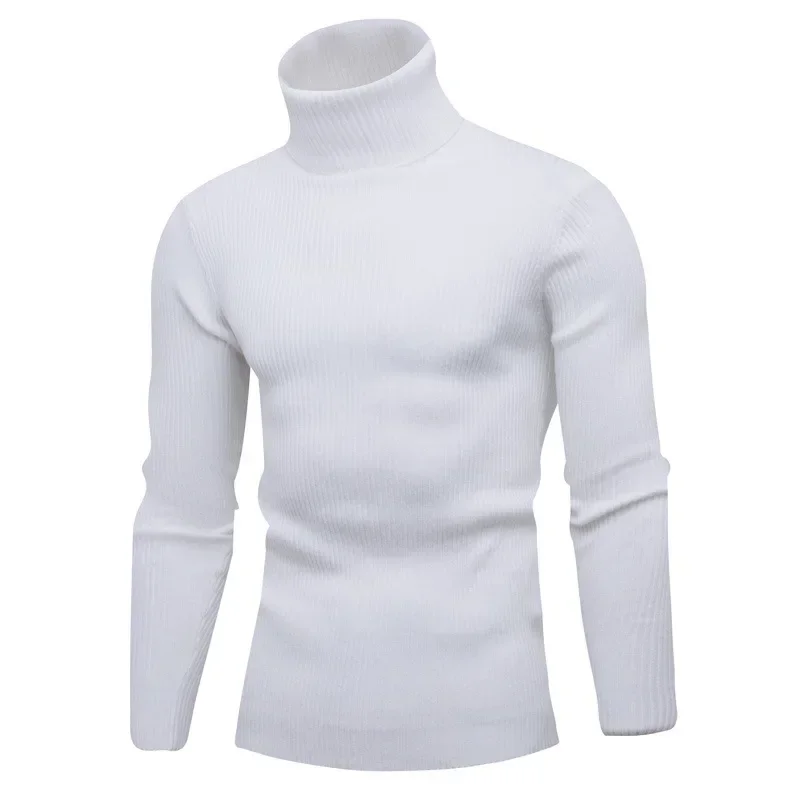 

2023 Men's Sweater Autumn and Winter New Europe and America High Collar Solid Color Fried Dough Twists Bottoming Shirt