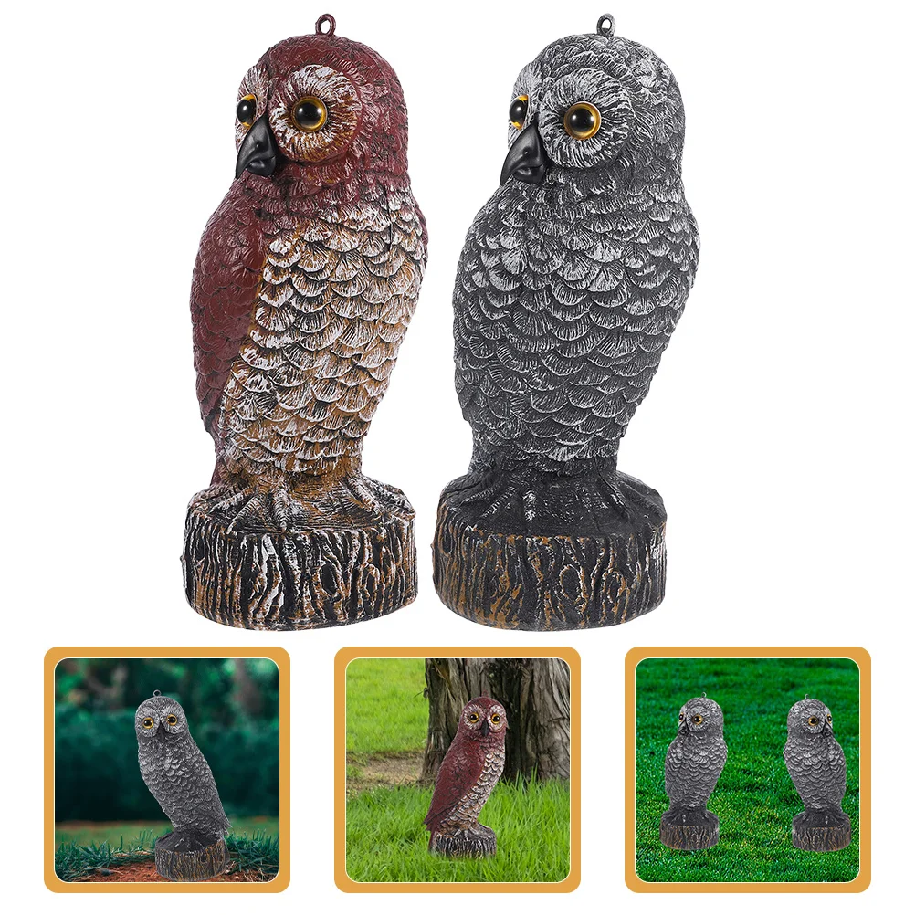 2 pçs ao ar livre coruja jardim ornamento realista plástico pássaro dissuasor decoração para quintal jardim coruja gramado bonsai decoração