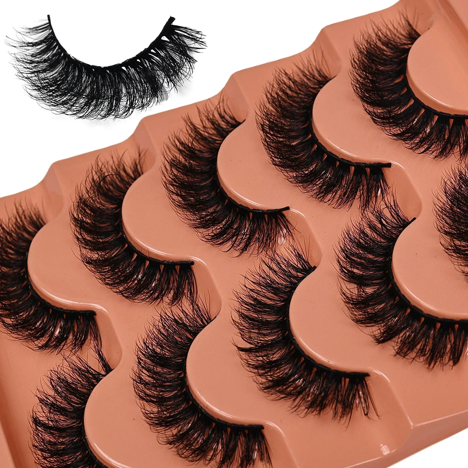 5 Pairs 3D fluffy false eyelashes for dramatic fake eyelashes Messy False Eyelashes Fluffy Thick Lashes