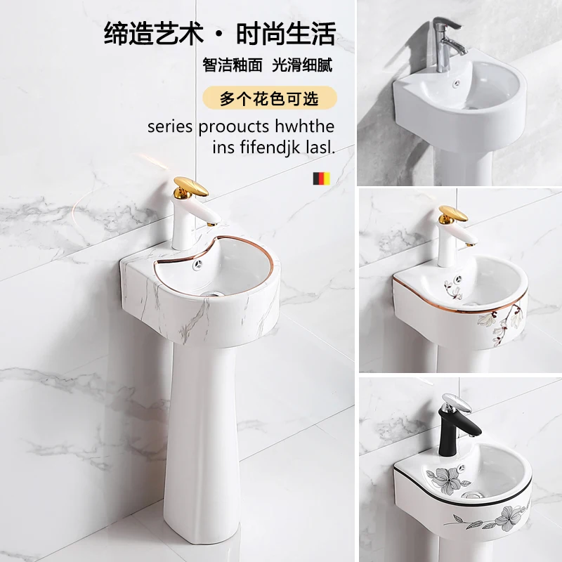 

Умывальник колонного типа Небольшая ванная комната для квартиры Умывальник-колонна Встроенный керамический мини-напольный умывальник Умывальник на балконе