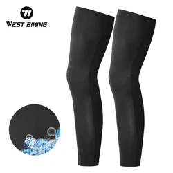 WEST BIKING Ice Silk Cycling Leg Sleeves Summer Anti UV Quick Dry Leg Sleeves Outdoor Sport Running Basketball Knee Protector