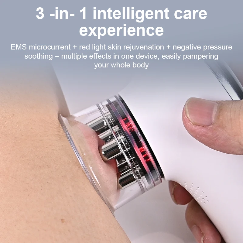 EMS Microcurrent Face & Body Massager, 4 Modes Vacuum Suction Cup, 630nm LED Red Light Therapy, Muscle Stimulator Anti-Wrinkle F