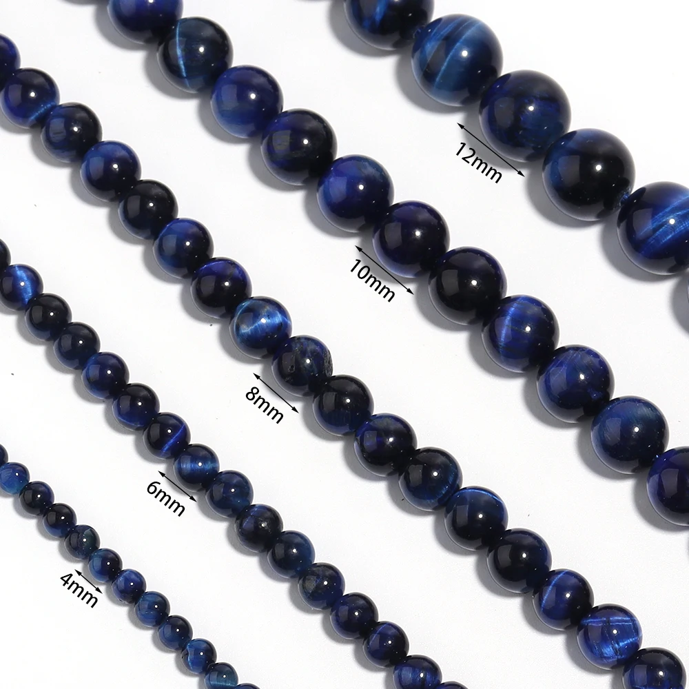 Natural Lapis Lazuli Tiger Eye Stone Beads Dark Blue Loose Gemstone Bead for DIY Bracelet Necklace Charm Jewelry Making Findings