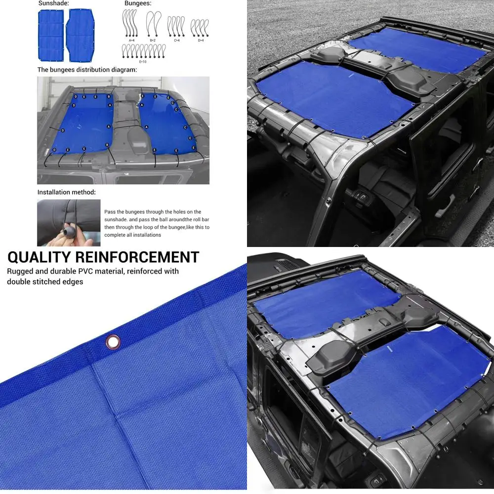 

Сетчатый солнцезащитный козырек с защитой от ультрафиолета на 2018-2024 годы Jeep Wrangler JL Unlimited, 4 двери, синий