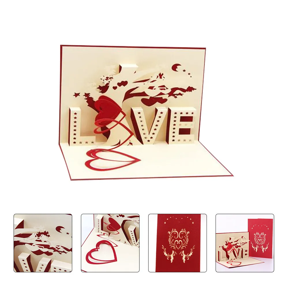 

1Pcs Love Tree Valentine's Day Greeting Card Up Design Premium Thick Paper DIY Message Card for Party Wedding Birthday