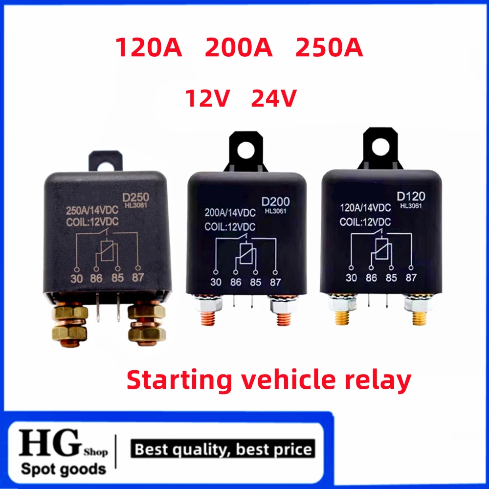 Relé de alta corrente do carro, modificação da fonte de alimentação por um longo tempo, 12V, 24V, 120A, 200A, 250A, DC Start