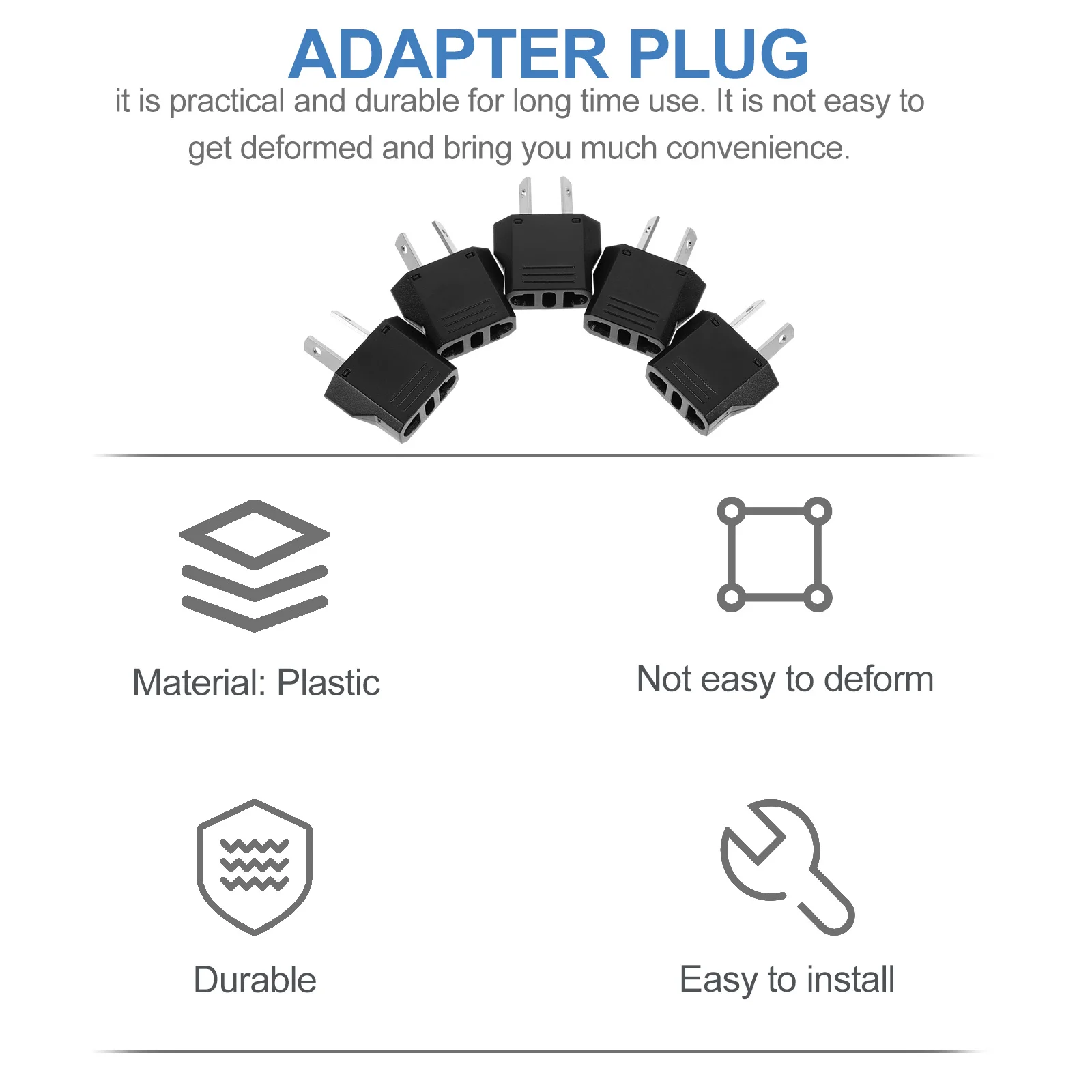

5Pcs Us to Australian Plug Adapter Practical Durable Plastic Conversion Plug for Travel Dormitory Restaurant Hotel Use