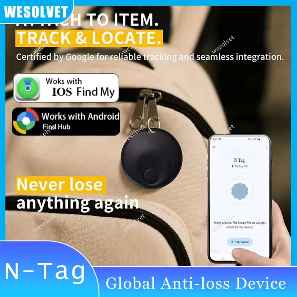 

Mini Smart Bluetooth Tag For Google Android's Apple's Phone Car Locator Anti-lost Keychain Tracker Elderly Finder Use Find My