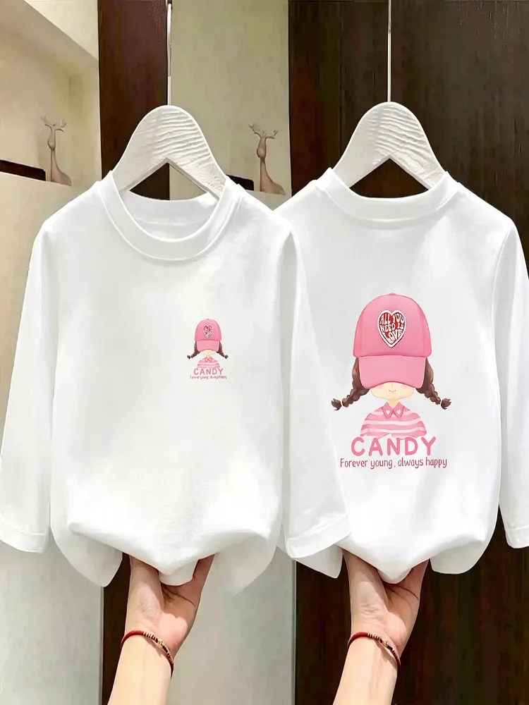 Girls' long-sleeved bottoming shirt spring and autumn new style 2026 style round neck medium and large children's cartoon baby T