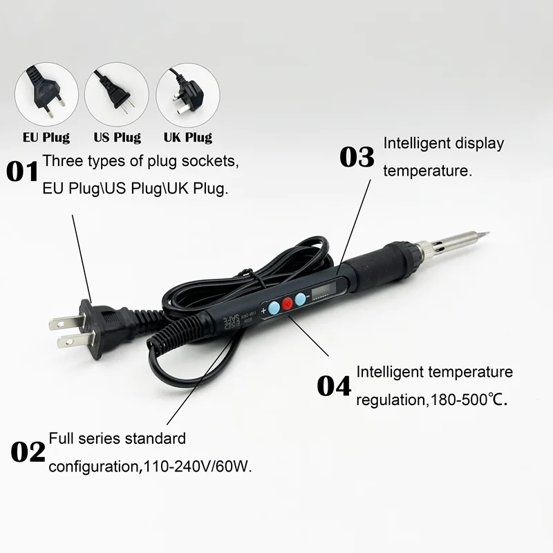 Brass Heat Set Insert Nut Electric Soldering Iron 80W LCD Digital Display Adjustable Temperature 220V/110V 3d Printer Copper Nut