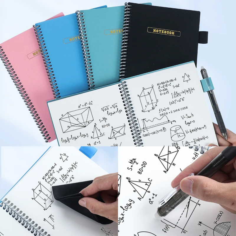 Portable A5 Reusable Whiteboard Notebook With Free Whiteboard Pen Erasing Cloth Weekly Planner