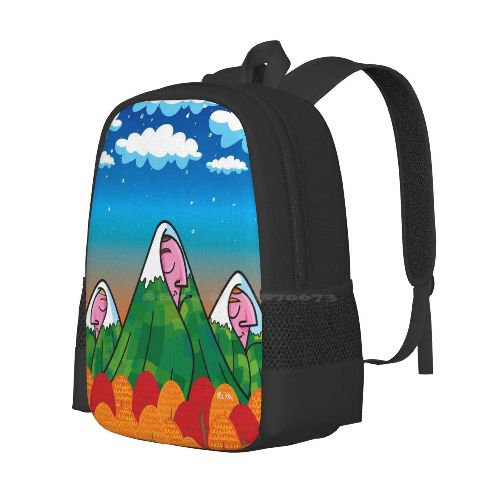 Sleeping Giants Hot Sale Schoolbag Backpack Fashion Bags Mountains Sleeping Volcanoes Digital Illustration Illustrators Vector