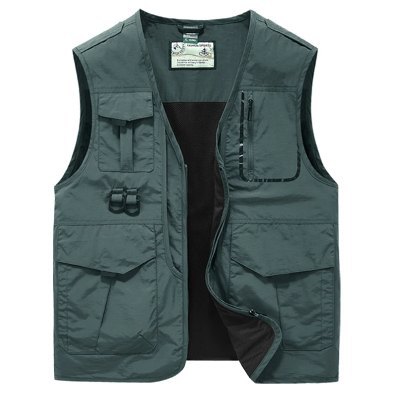 

6XL Top Quality Outdoor Waistcoat Summer Vest Men Multi-Pocket Light Waterproof Mesh Photography TechWear Fishing Camping Vests