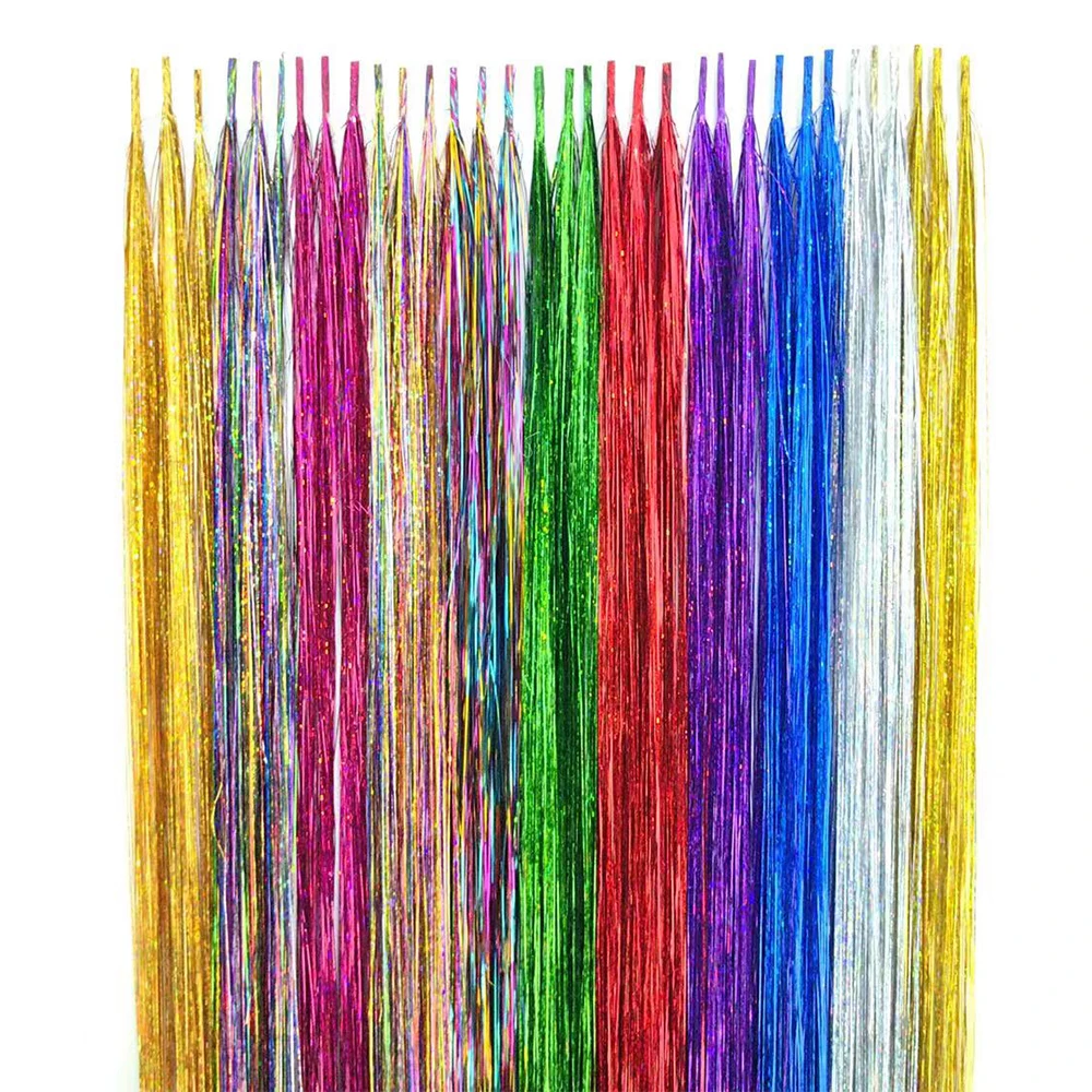 Glanzende Haarverlenging 10 Stuks Vals Haar I Hoofd Regenboog Synthetisch Haar 24 Inch Haarverlengingsveer