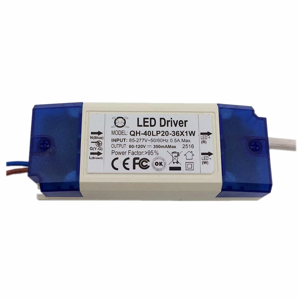 1pcs AC 85-277V 20W 30W 36W LED Driver 20-36x1W 350mA DC60-120V High Power LED Powr Supply for Floodlight